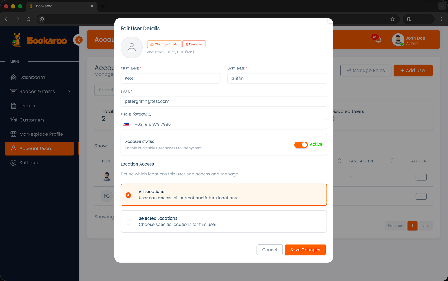User details